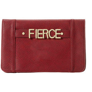 BCBGeneration Quinn Fierce Gold Metal Red Clutch